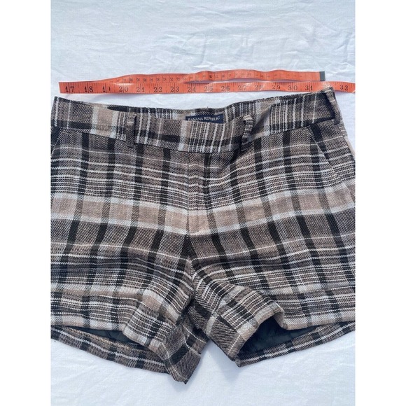 Banana Republic Shorts Women's Size 8 Martin Fit Brown Plaid Cuffed Shorts - Picture 5 of 12